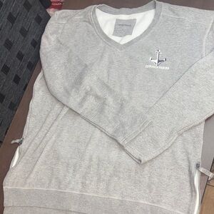 Men's camp David Light Gray V-Neck Sweater - Coinjock Marina Logo size Large